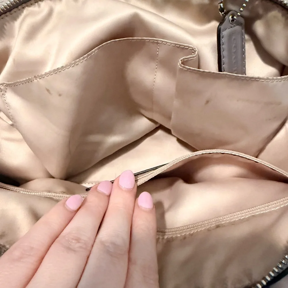Coach Taylor Leather Satchel in Mushroom Grey